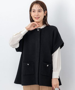 組曲 【WEB限定】プレーティングニットアウタージレ ブラック系