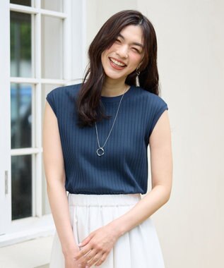 【洗濯機可/接触冷感/UVカット】汗ジミ防止テレコノースリーブプルオーバー