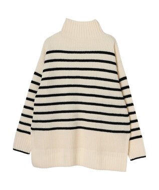 Green Parks ｍｏｋｏモール畦ニット前後差プルオーバー Border