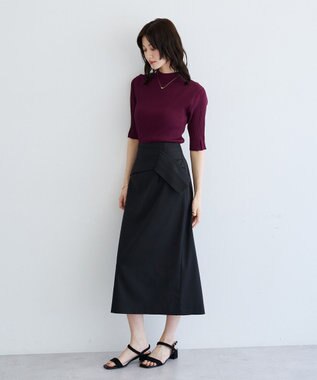YECCA VECCA ハイネック5分袖リブニット Bordeaux