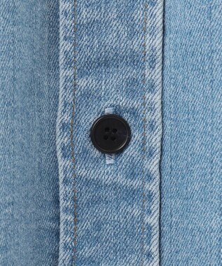 NAVE 【ReNAVE　洗える】ストレッチデニム シャツ アイスブルー系