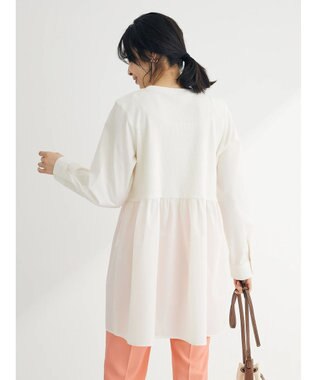 Green Parks リブドッキングカットソーボリュームチュニック Ecru