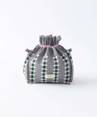 TRICOTE チェック巾着ポーチショルダー 95GRAY
