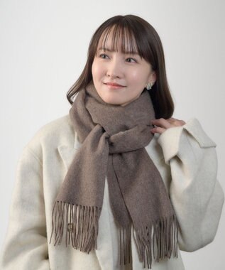 MOONBAT プラスムーンバット (+moonbat) カシミヤ100％無地マフラー 洗える 190㎝×30㎝ ブラウン