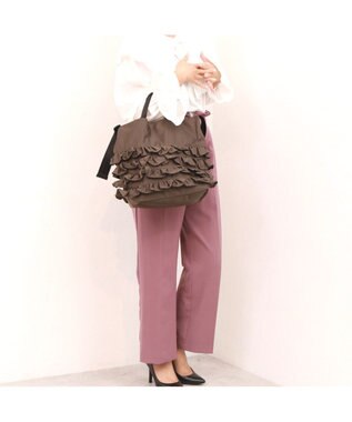 UNBILLION カシュカシュ cachecache / ナイロンフリル2wayトートバッグ ブラウン