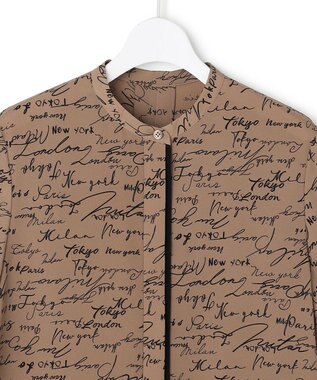 ICB 【30th ANNIVERSARY】5cityプリント バンドカラーブラウス バーントアンバー×ブラック