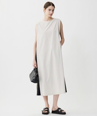 ICB 【接触冷感・UVカット・洗える】RENUソフトタイプライター バイカラーワンピース トープ×ブラック系