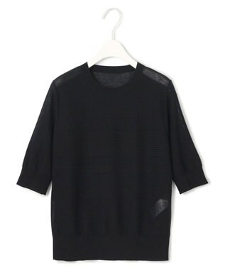 ICB 【洗える】 レースパターン ニット ブラック系