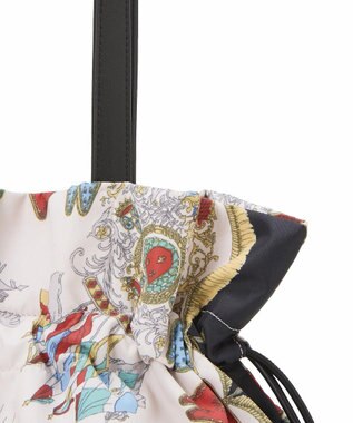 TOPKAPI 【TREASURE TOPKAPI】マイルドサテン スカーフ柄 巾着 トート バッグ ブラック