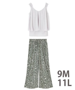 San-ai Resort（三愛水着楽園） ロングパンツセット　9M・11L　【Coral veil（コーラルヴェール）】 グレー×カーキ