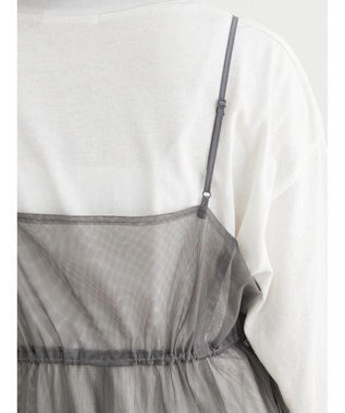 Green Parks ・ＥＬＥＮＣＡＲＥ　ＤＵＥ　チュールドロストキャミワンピ Charcoal Gray