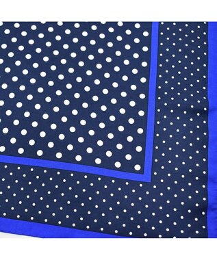 Marca 【Marcaオリジナル】ラインボーダードット 小判 シルクツイル スカーフ ブルー
