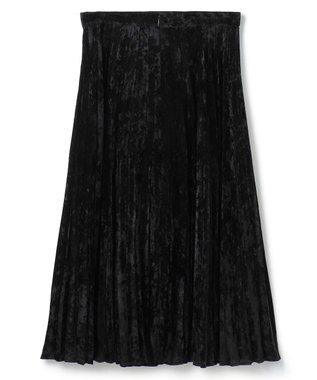 ICB 【洗える】 シアーベルベット プリーツスカート ブラック系