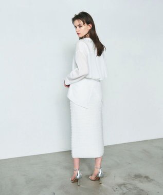 GRACE CONTINENTAL ラメツイードニットスカート ホワイト