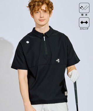 PW CIRCULUS 【撥水加工/ ストレッチ】【MEN】ハーフジップシャツ ゴルフ ブラック系