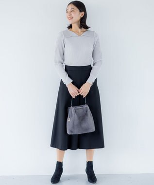 組曲 Elenaリブニット プルオーバー ライトグレー系