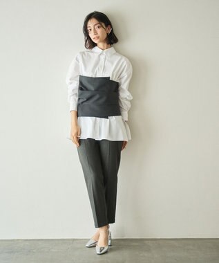 #Newans ビスチェレイヤーシャツ ホワイト×チャコール