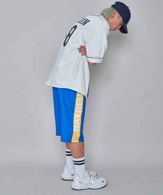 WEGO 【ユニセックス着用ITEM/ウエストゴム/MLサイズ展開】メッシュライングラフィックショーツ ブルー