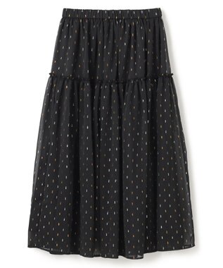 UNFILO ラメリンクルシフォン スカート ブラック