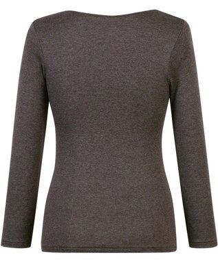 Wing あったかインナー 綿混 裏起毛 よく伸びる素材 【ラクのびサーモ】 8分袖 長袖 ネックせまめ 秋 冬 EL6913 ウイング／ワコール ブラウン