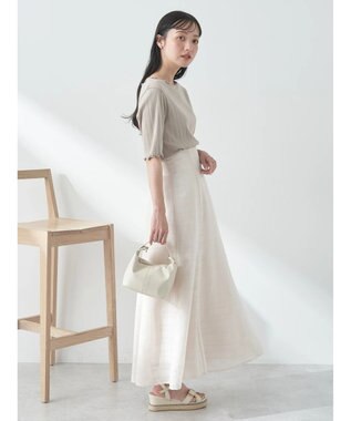 earth music&ecology シアーチェックフレアスカート Ivory