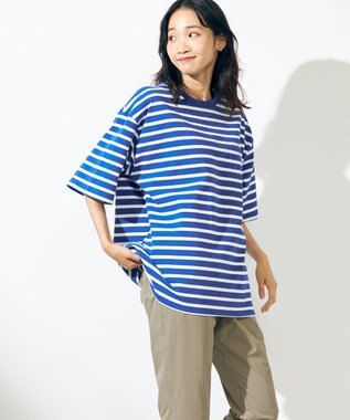 SHARE PARK MENS 【UNISEX】UVカット ボーダーロゴTシャツ ブルー