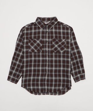 WEGO チェックBIGシャツ ブラウン