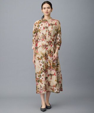 自由区 【SHIHOさん着用】ボタニカルプリント ワンピース ライトベージュ系