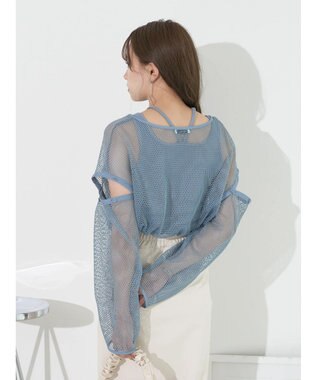 earth music&ecology ＳＥＴ２点メッシュプルオーバー＋タンクトップ Ivory