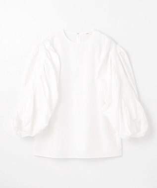 NAVE 【Nave・洗える】タイプライタークロス ギャザーブラウス ホワイト系