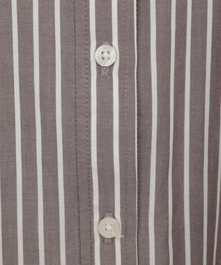 CRAFT STANDARD BOUTIQUE 袖シャーリングバンドカラーシャツ Stripe Brown