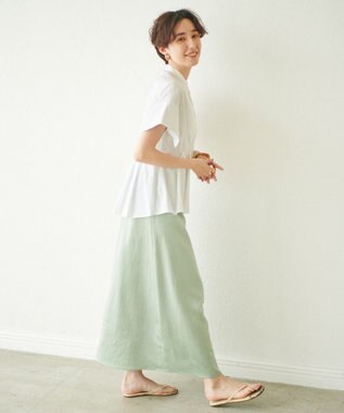 #Newans 【ANSWER for シンプルベーシック】スリットスリーブペプラムブラウス ホワイト系