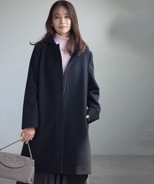 組曲 【WEB限定】ウールモッサ フーデットロングコート ブラック系