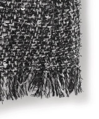 ICB L スパングルツイード ノーカラーコート ブラック×オフホワイト系