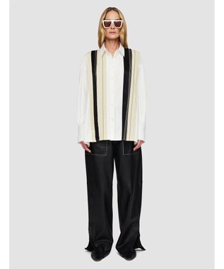 JOSEPH 【洗える】ポプリンカラーブロック　リラックスブラウス B&W Quail