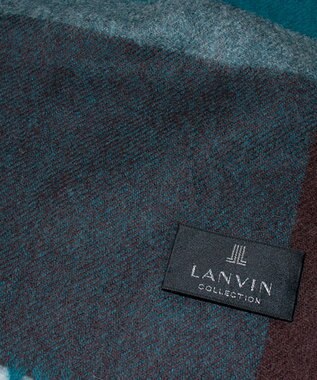 AURORA LANVIN COLLECTION ランバン コレクション カシミヤ  チェックストール ダークグリーン
