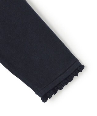 UNFILO L フリルトリミング ニットワンピース ネイビー×ネイビー