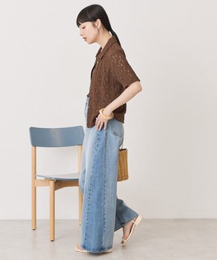 AMERICAN HOLIC 半袖襟付きレースカーディガン Brown