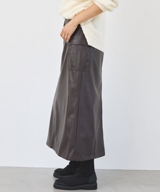 AMERICAN HOLIC Wポケットフェイクレザースカート Brown