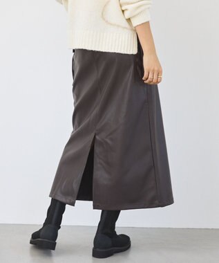 AMERICAN HOLIC Wポケットフェイクレザースカート Brown