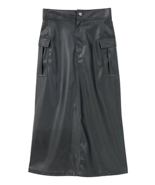 AMERICAN HOLIC Wポケットフェイクレザースカート Black