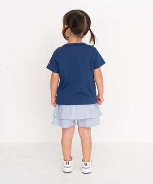 MIKI HOUSE HOT BISCUITS 【80-120cm】 ストライプ キュロットスカート ブルー