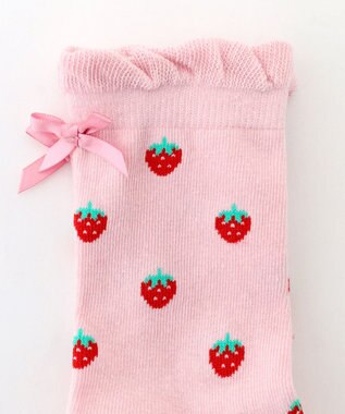 ANY KIDS いちご総柄ソックス ピンク