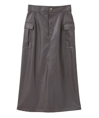 AMERICAN HOLIC Wポケットフェイクレザースカート Brown