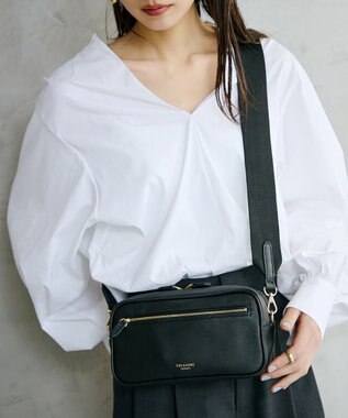 TOPKAPI 【TREASURE TOPKAPI】シュリンクレザー スクエア 2way ショルダー バッグ ブラック