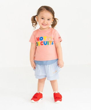 MIKI HOUSE HOT BISCUITS 【80-120cm】 ストライプ キュロットスカート ブルー