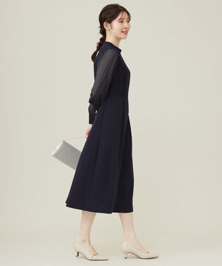 ANY SIS 【洗える】Nobleコンビ ドレス ネイビー