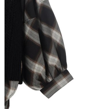 AMERICAN HOLIC ＳＥＴ　ボリュームスリーブシャツ＋ニットベスト Check Black