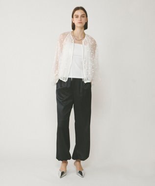 GRACE CONTINENTAL チュールノーカラーブルゾン ホワイト