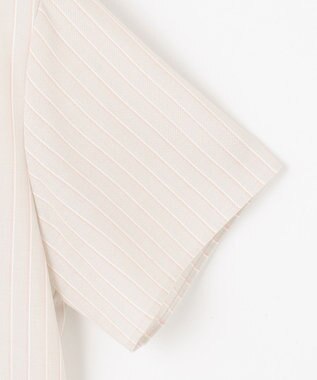 J.PRESS LADIES S 【洗える】シアーストライプ＆チェック ブラウスライク カットソー グレージュストライプ系